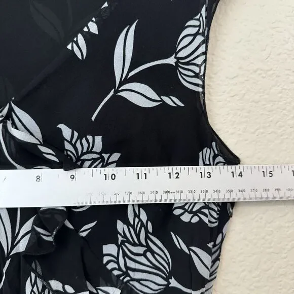 Vintage The Limited Dress Womens Size 6 100% Silk Y2K Floral Vneck Midi Navy - Picture 5 of 7